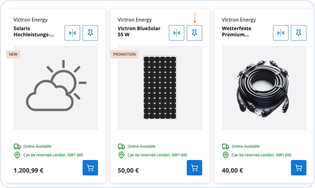 Add to wishlist action on a product details page